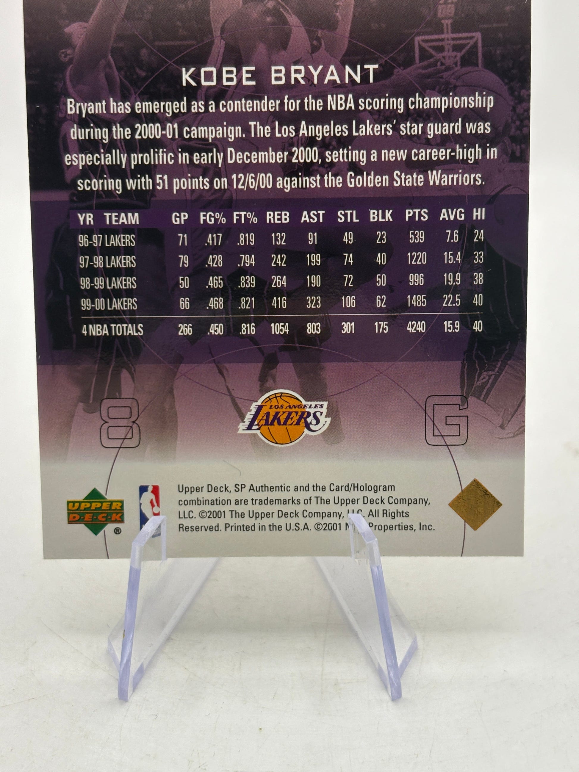 2001 Upper Deck #39 Kobe Bryant SP Authentic FRENLY BRICKS - Open 7 Days image 4