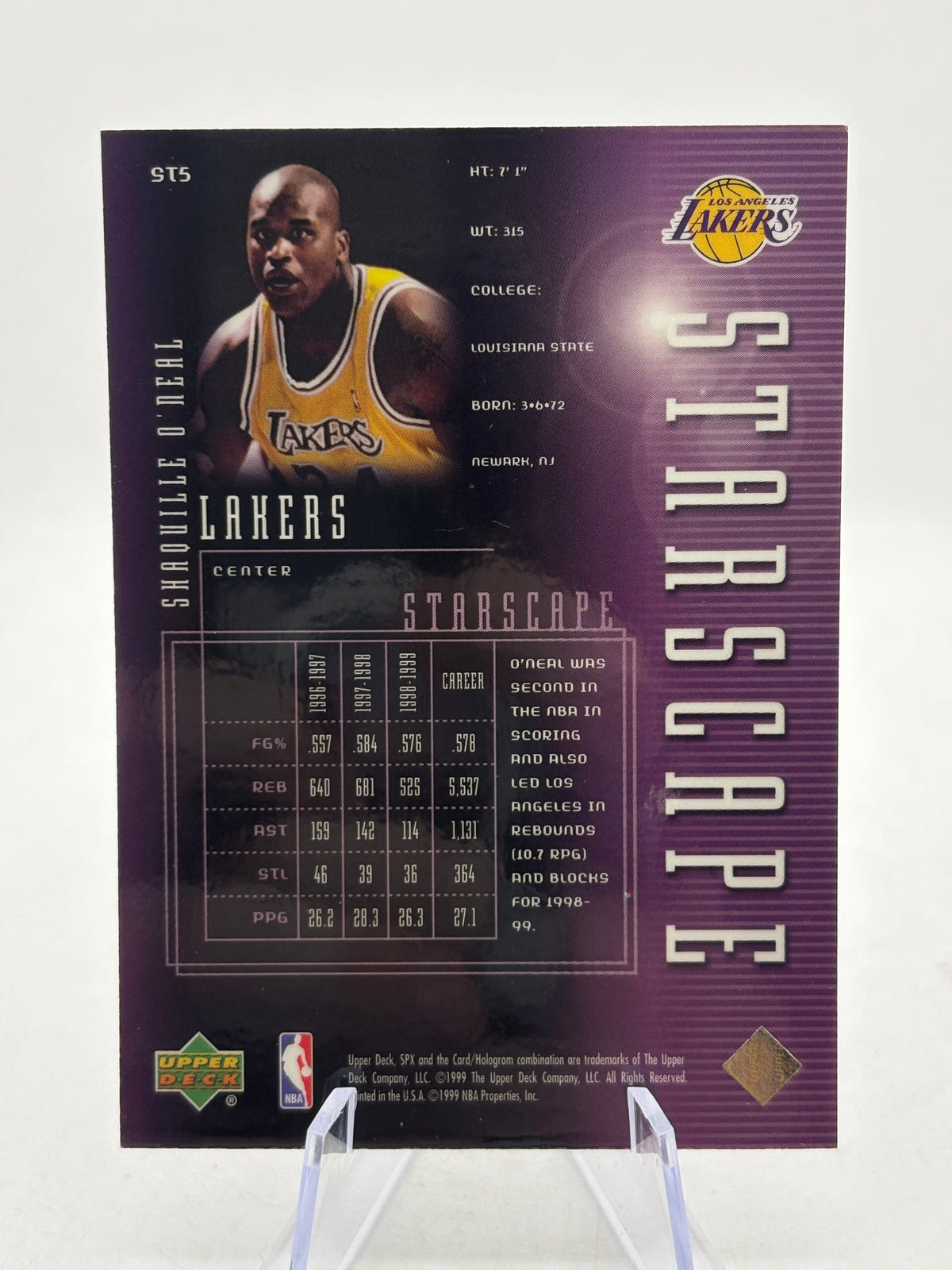 Shaquille O'Neal 1999-00 Upper Deck SPx Starscape Insert FRENLY BRICKS - Open 7 Days image 2