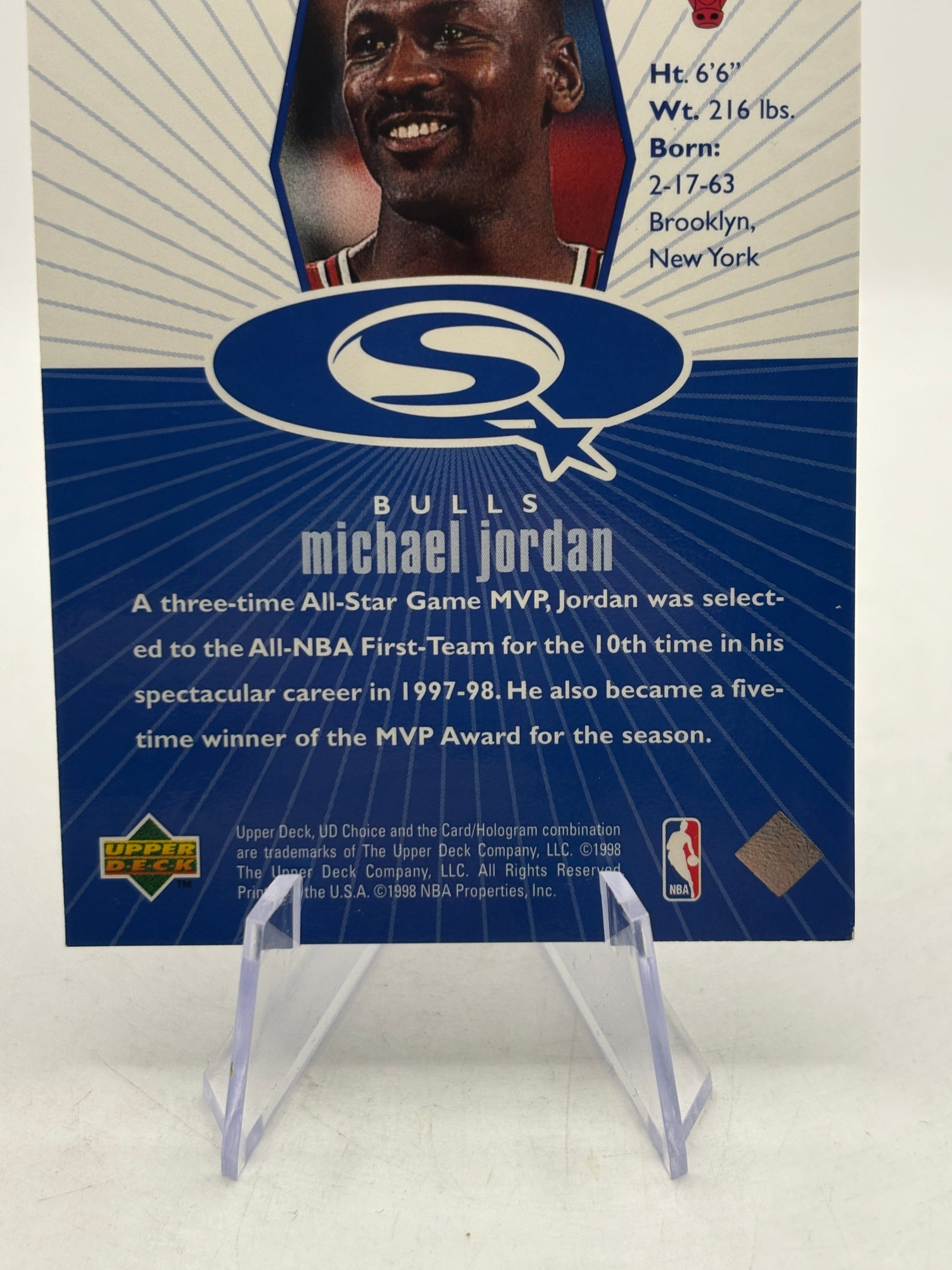 1998-99 Upper Deck Choice Michael Jordan Starquest Blue Insert Card #SQ30 FRENLY BRICKS - Open 7 Days image 4
