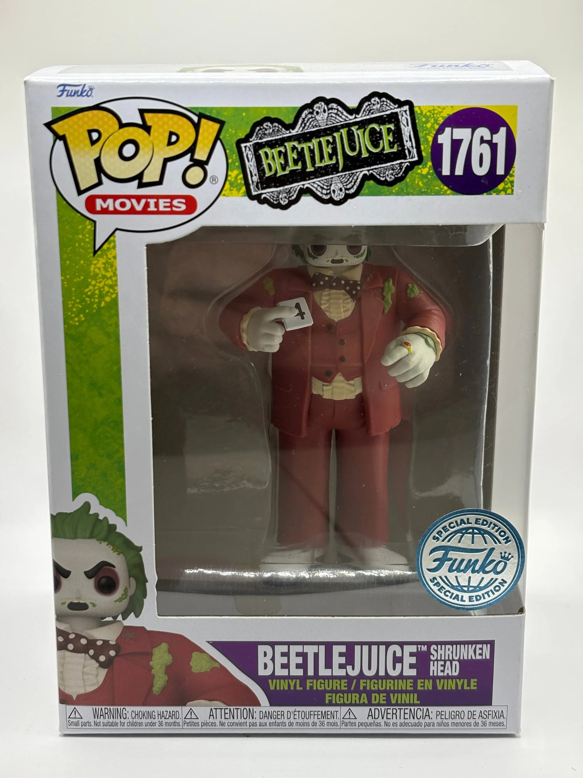 Funko POP! Movies Beetlejuice #1761 Beetlejuice Shrunken Head SE FRENLY BRICKS - Open 7 Days