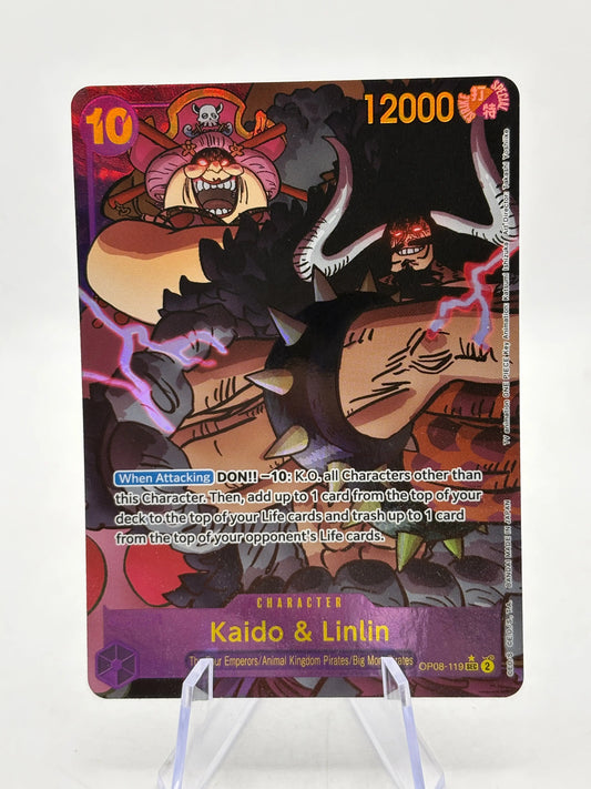 One Piece TCG OP08 - Kaido & Linlin OP08-119 Secret Rare Alt Art LP FRENLY BRICKS - Open 7 Days