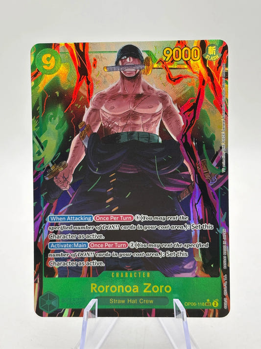One Piece TCG OP06 - Roronoa Zoro OP06-118 Secret Rare Alt Art LP FRENLY BRICKS - Open 7 Days