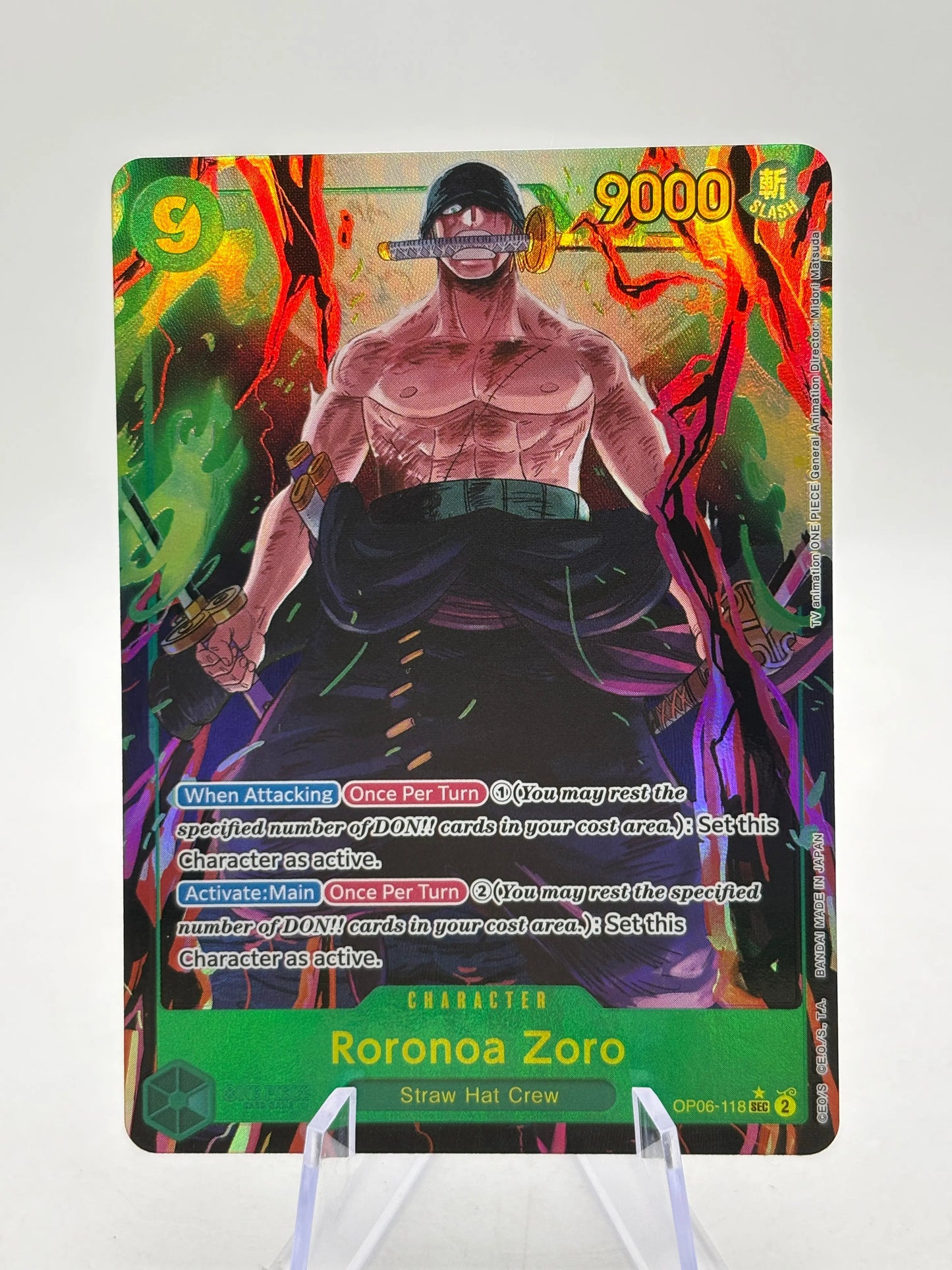 One Piece TCG OP06 - Roronoa Zoro OP06-118 Secret Rare Alt Art LP FRENLY BRICKS - Open 7 Days