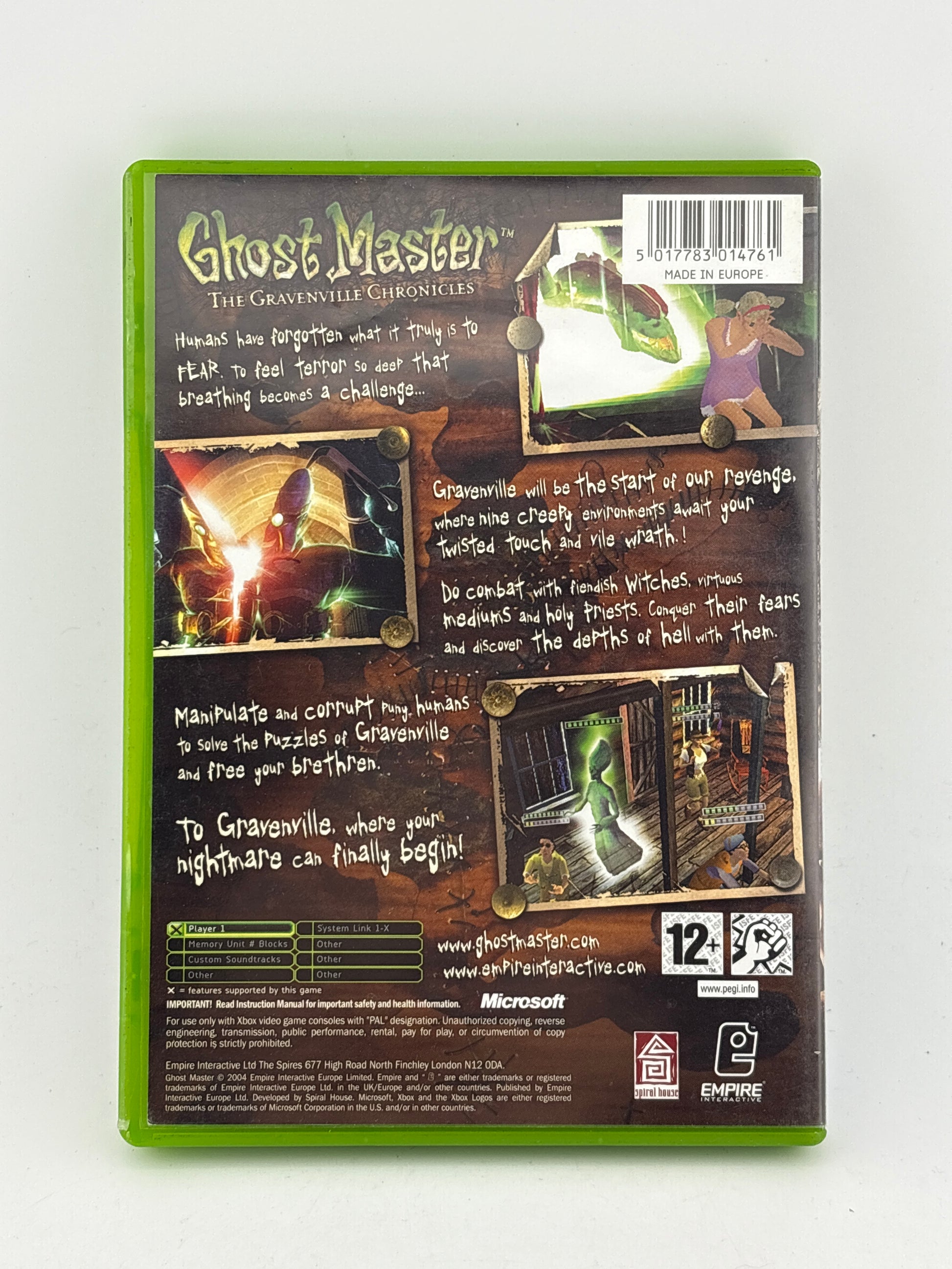 Xbox Video Game - Ghost Master The Gravenville Chronicles Game & Manual