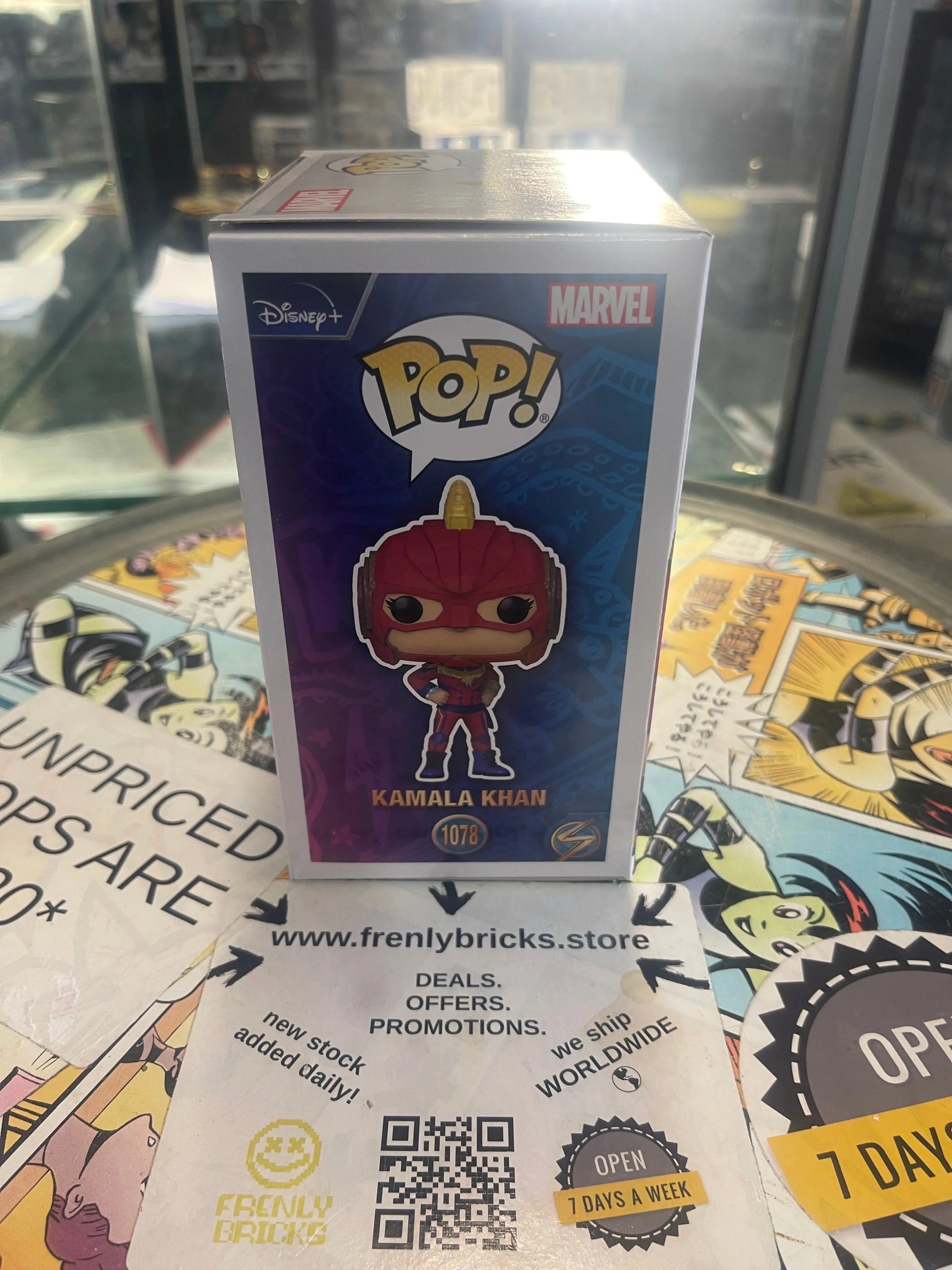 Funko POP Marvel Ms Marvel #1078 Kamala Khan FRENLY BRICKS - Open 7 Days