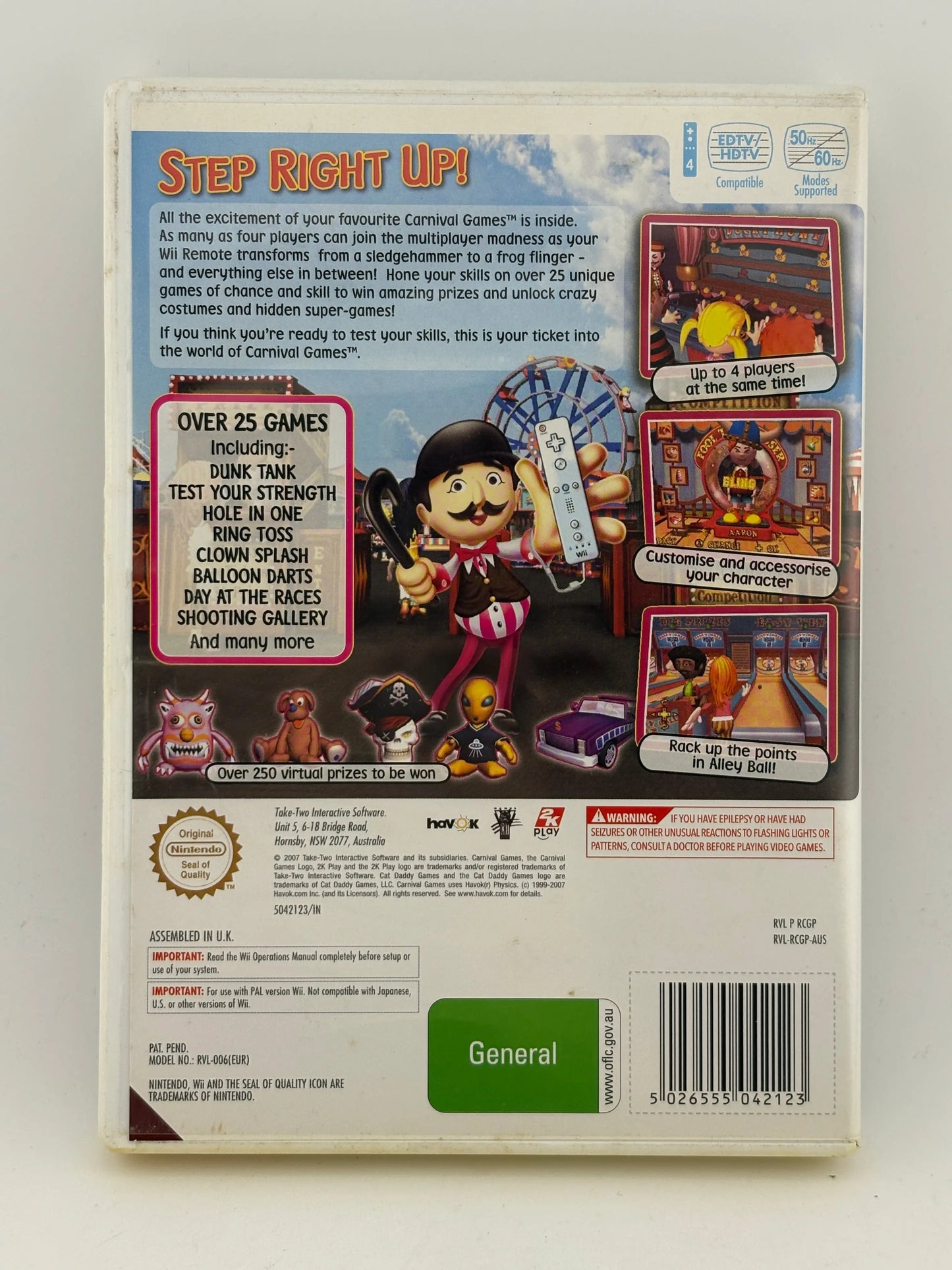 2007 Nintendo Wii - Carnival Games Complete with Manual FRENLY BRICKS - Open 7 Days