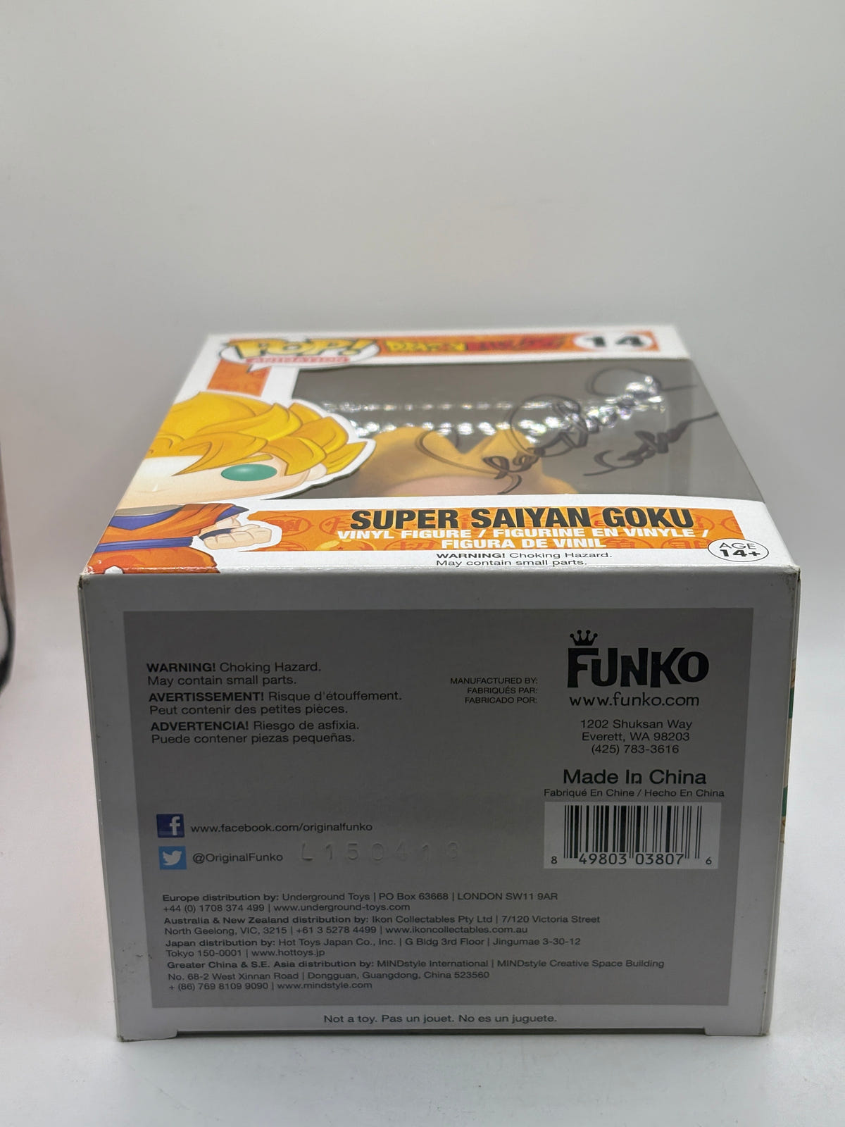 Funko POP! Animation Dragon Ball Z #14 Super Saiyan Goku Signed Sean No COA FRENLY BRICKS - Open 7 Days image 6