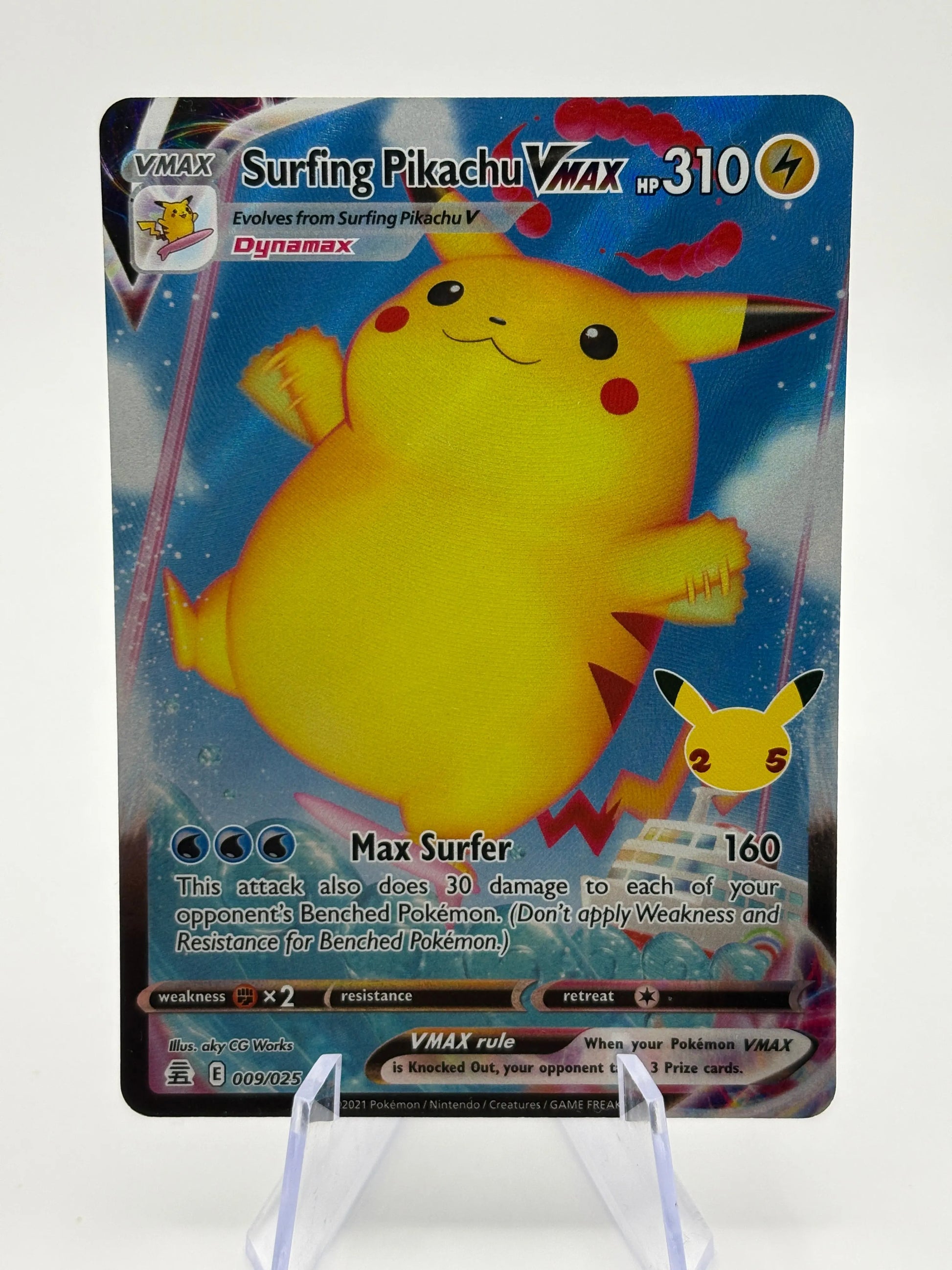 Pokemon TCG Celebrations - Surfing Pikachu VMAX 009/025 Full Art NM FRENLY BRICKS - Open 7 Days Pokemon TCG Celebrations - Surfing Pikachu VMAX 009/025 Full Art NM FRENLY BRICKS - Open 7 Days