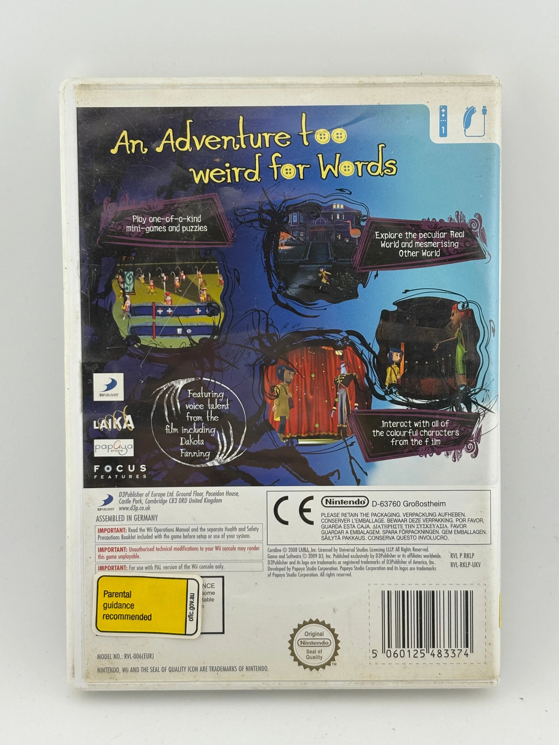 Nintendo Wii Video Game - Coraline An Adventure too Weird for Words with Manual FRENLY BRICKS - Open 7 Days