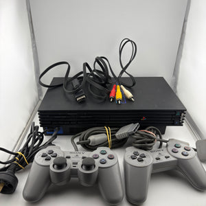 Sony PlayStation 2 Video Game Console with 2 Controllers, Cables & Memory (Power Tested)