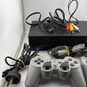 Sony PlayStation 2 Video Game Console with 2 Controllers, Cables & Memory (Power Tested)