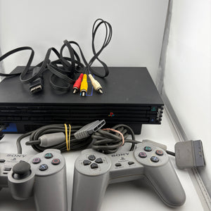 Sony PlayStation 2 Video Game Console with 2 Controllers, Cables & Memory (Power Tested)