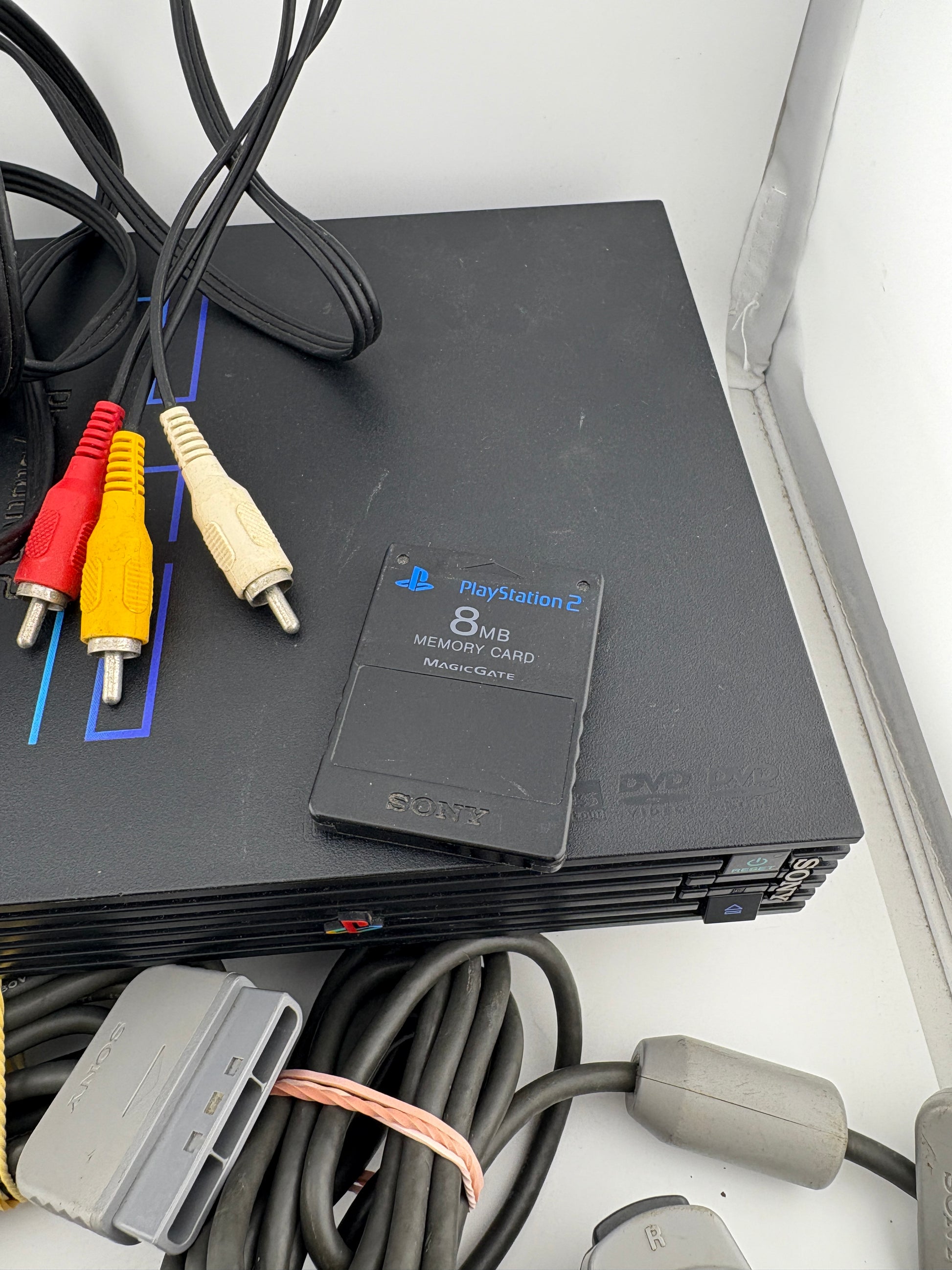 Sony PlayStation 2 Video Game Console with 2 Controllers, Cables & Memory (Power Tested)