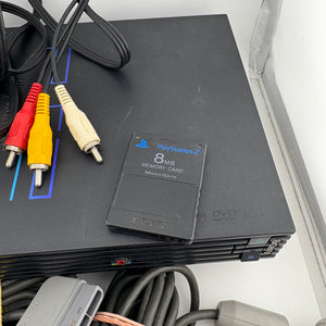 Sony PlayStation 2 Video Game Console with 2 Controllers, Cables & Memory (Power Tested)