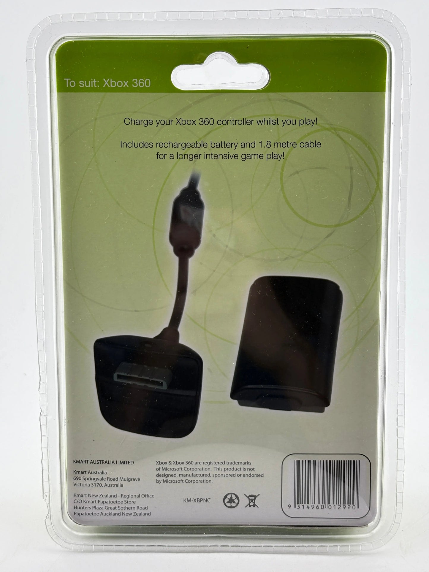 Xbox 360 Video Game Play and Charge Kit - Cable & Battery Pack Sealed FRENLY BRICKS - Open 7 Days