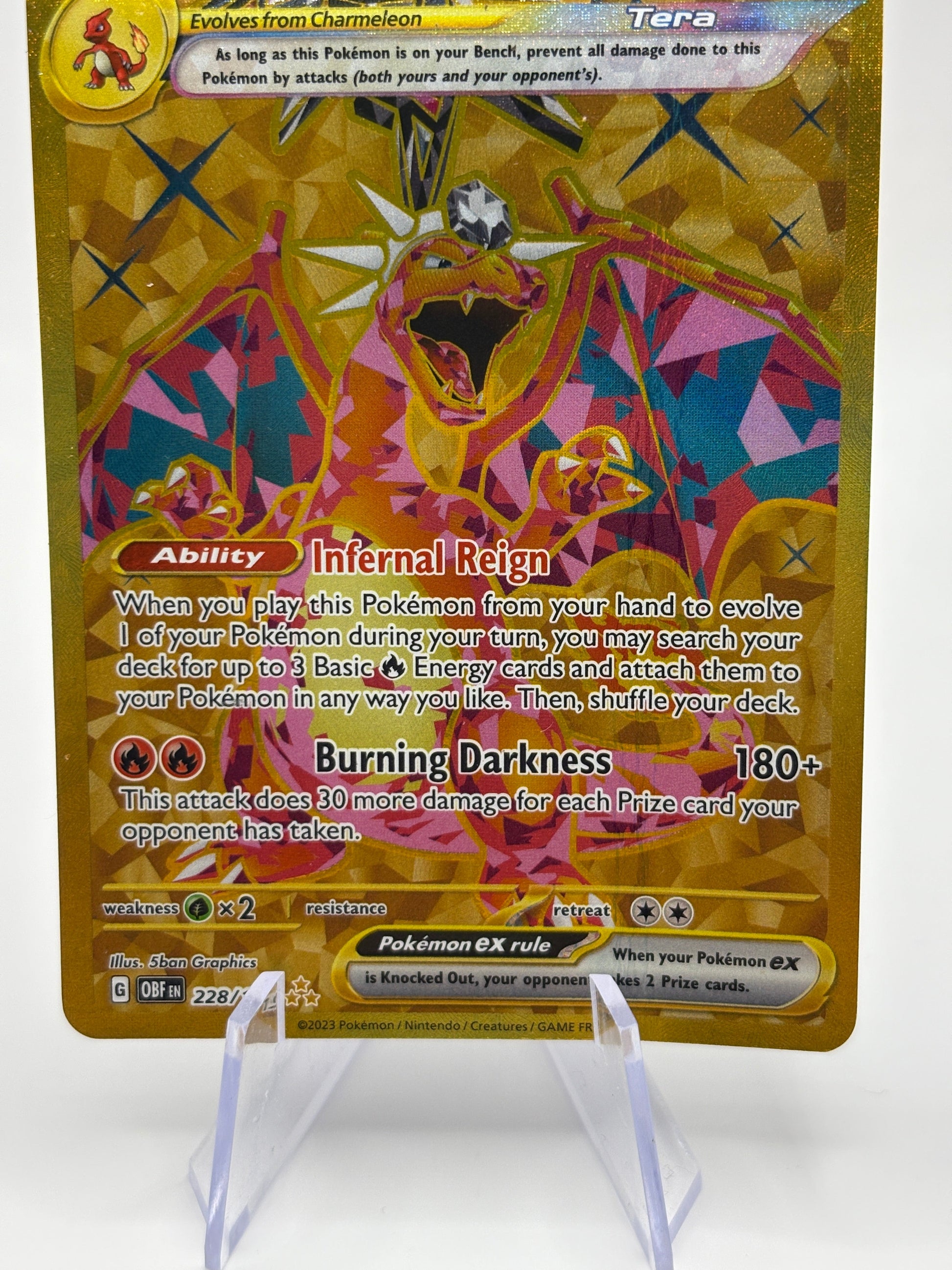 Pokemon TCG Obsidian Flame - Charizard EX 228/197 HP *creased* FRENLY BRICKS - Open 7 Days