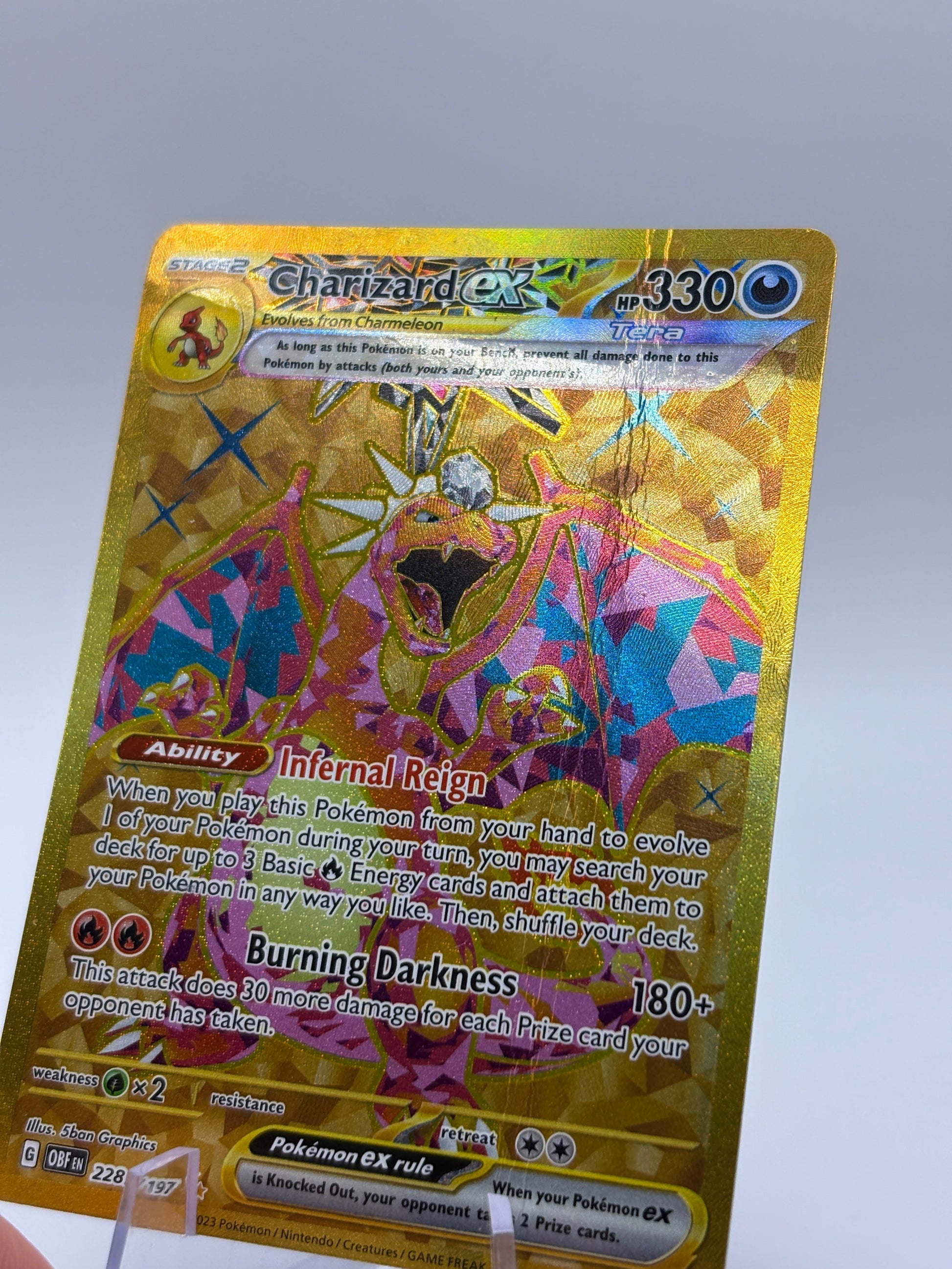 Pokemon TCG Obsidian Flame - Charizard EX 228/197 HP *creased* FRENLY BRICKS - Open 7 Days