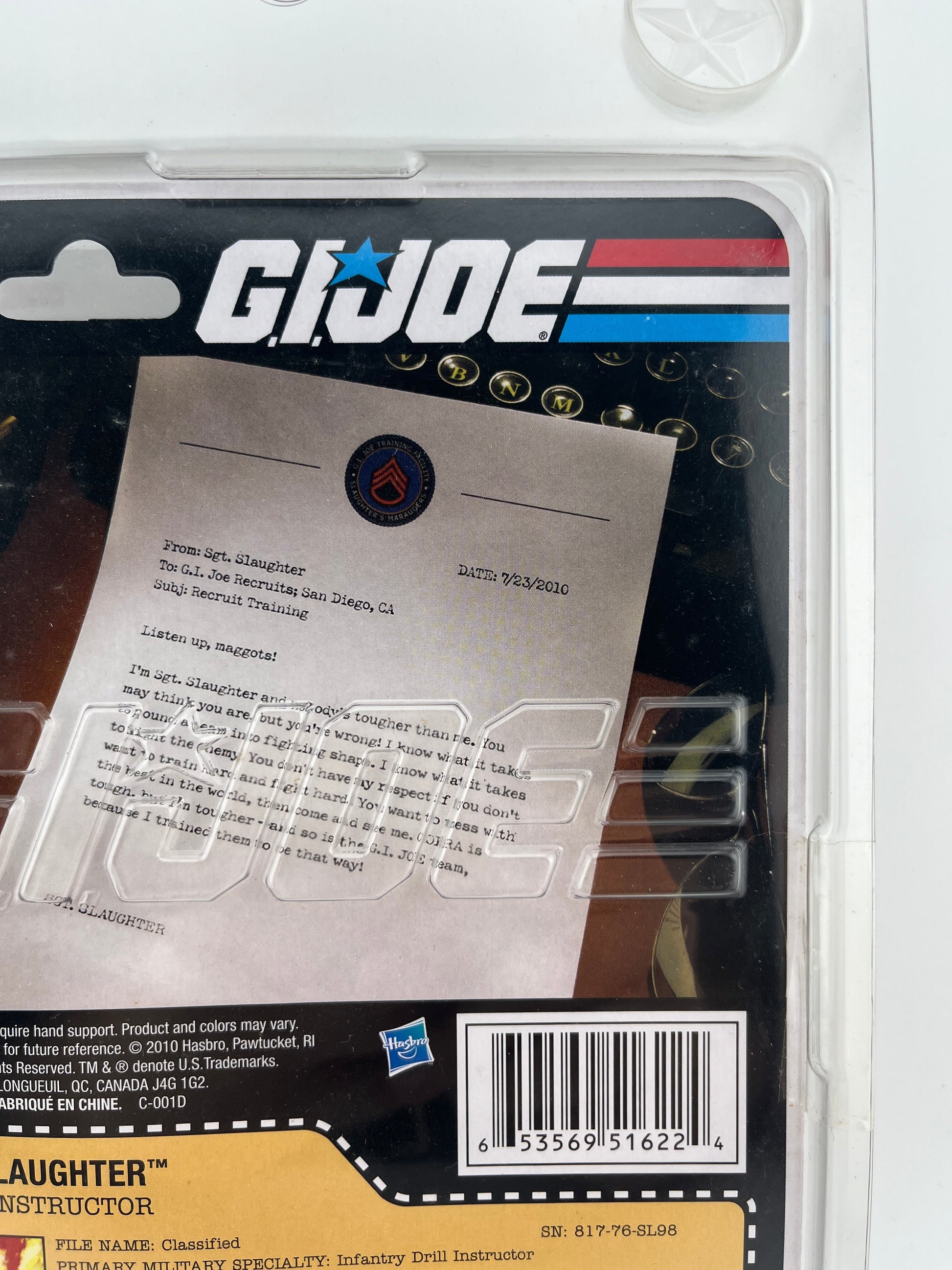 G.I. Joe 25th Anniversary - 2010 SDCC Sgt. Slaughter Team U.S.A Version Figure FRENLY BRICKS - Open 7 Days