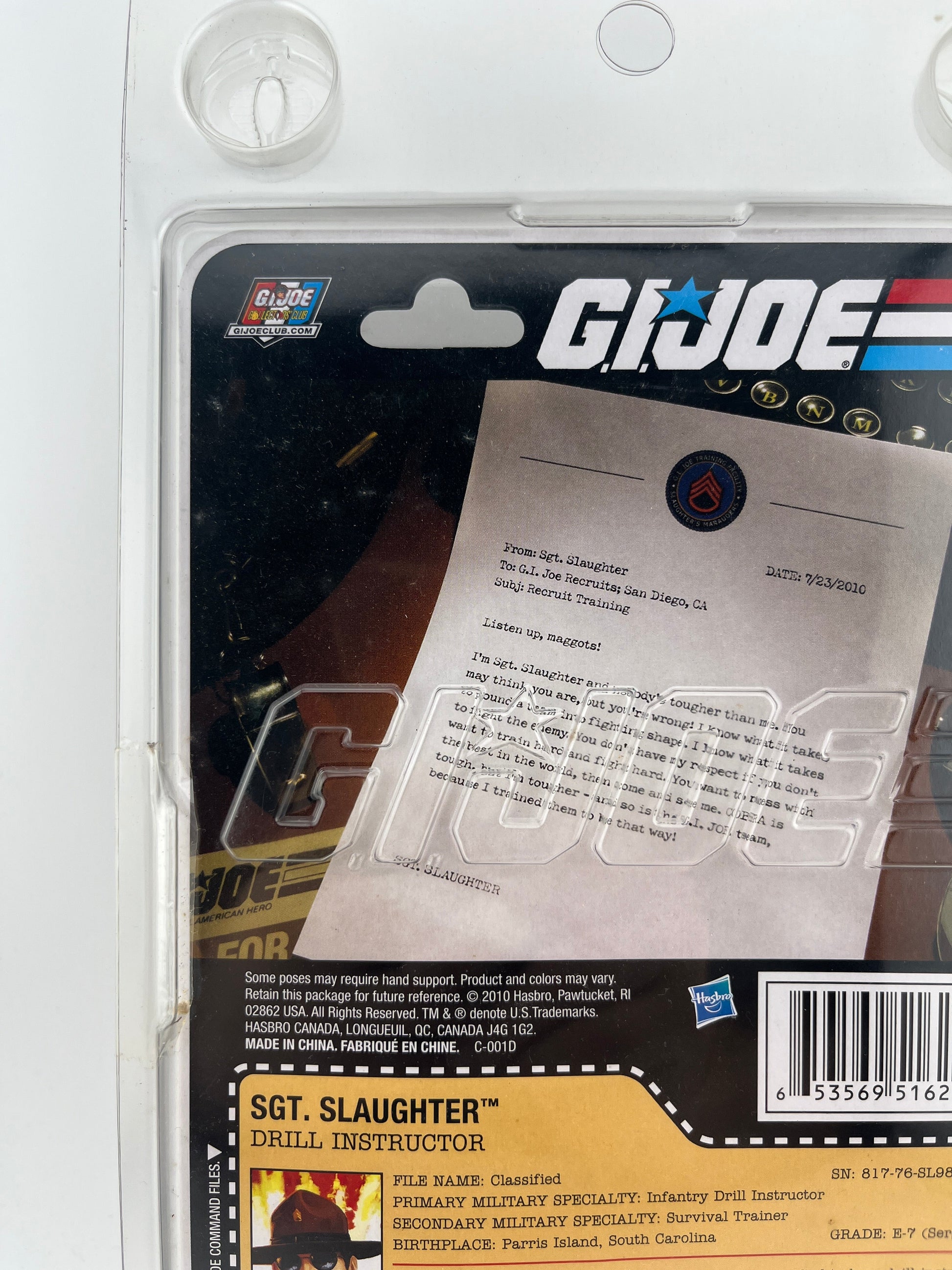 G.I. Joe 25th Anniversary - 2010 SDCC Sgt. Slaughter Team U.S.A Version Figure FRENLY BRICKS - Open 7 Days