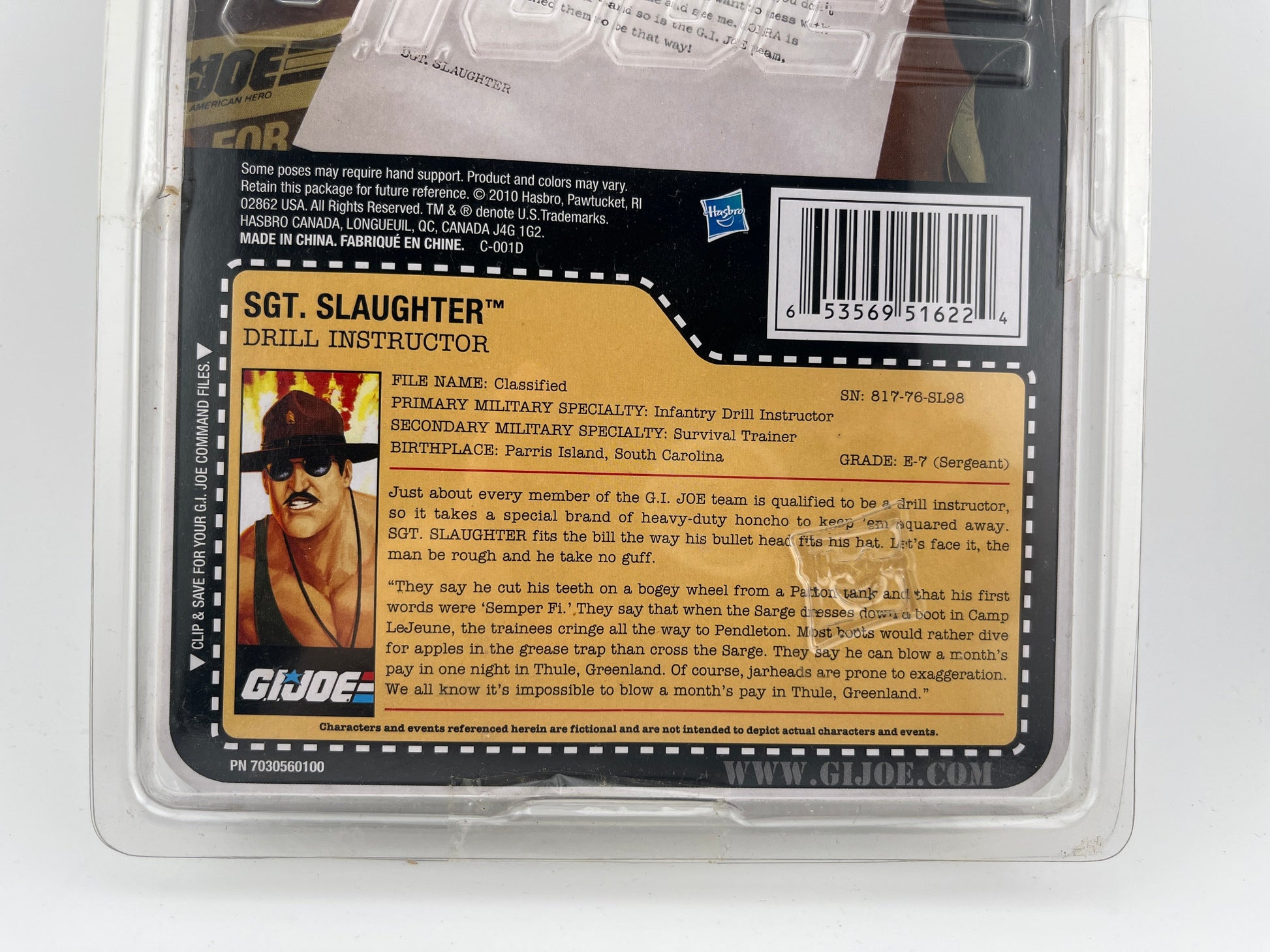 G.I. Joe 25th Anniversary - 2010 SDCC Sgt. Slaughter Team U.S.A Version Figure FRENLY BRICKS - Open 7 Days