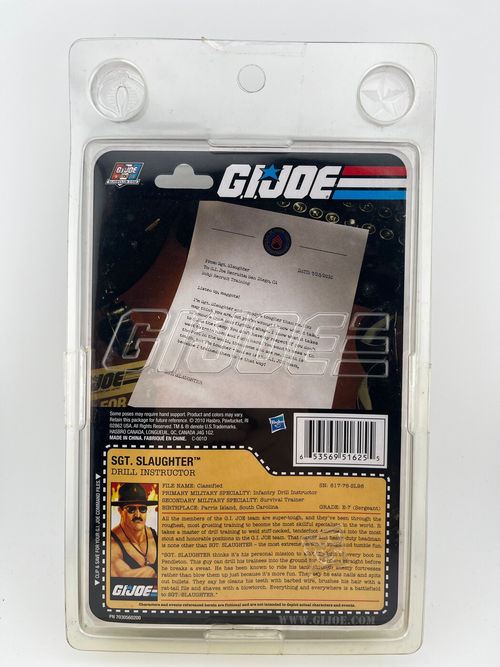 2010 GI Joe SDCC Convention Exclusive Sgt. Slaughter BLACK SHIRT Variant Hasbro FRENLY BRICKS - Open 7 Days