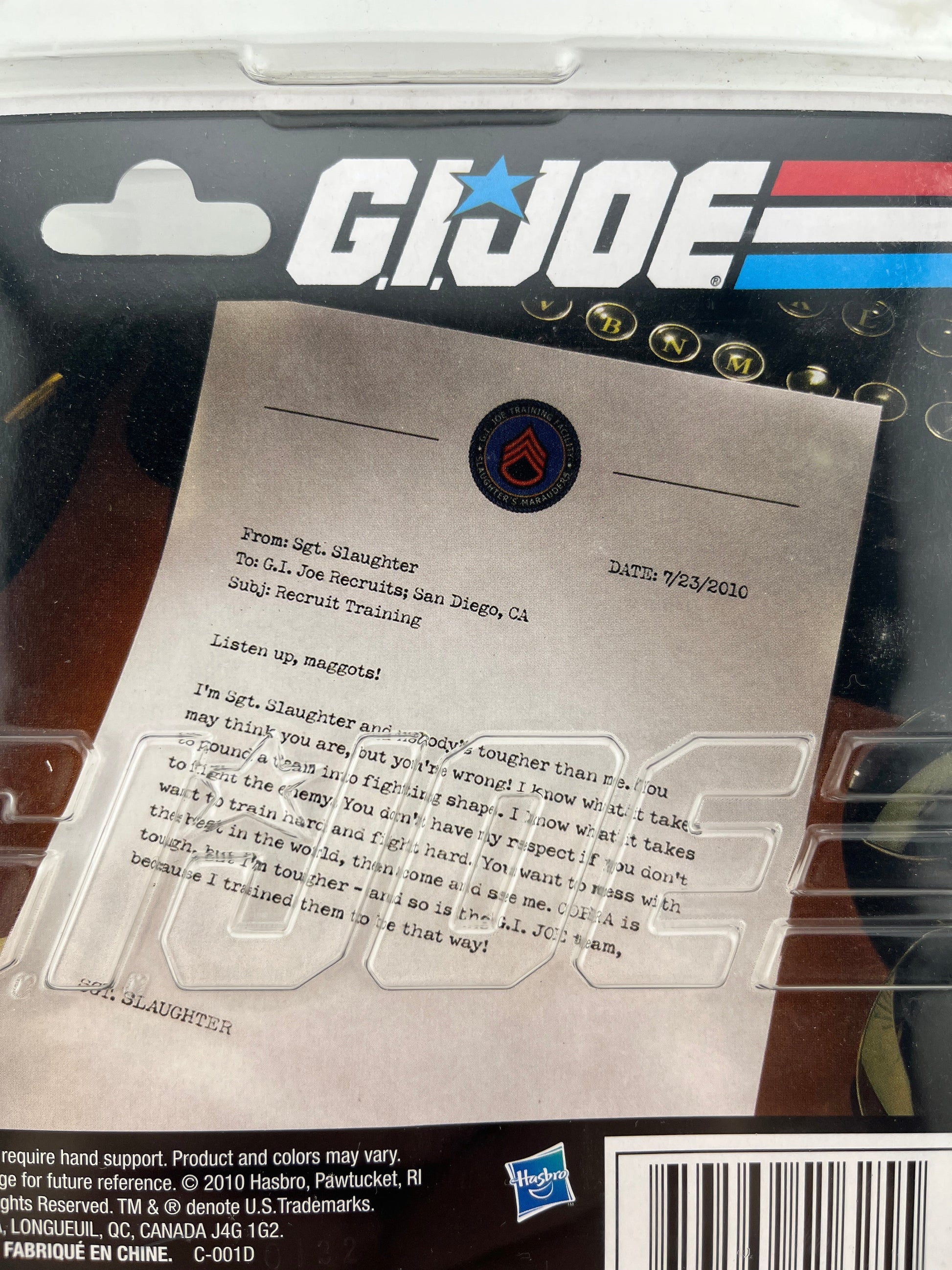 2010 GI Joe SDCC Convention Exclusive Sgt. Slaughter BLACK SHIRT Variant Hasbro FRENLY BRICKS - Open 7 Days