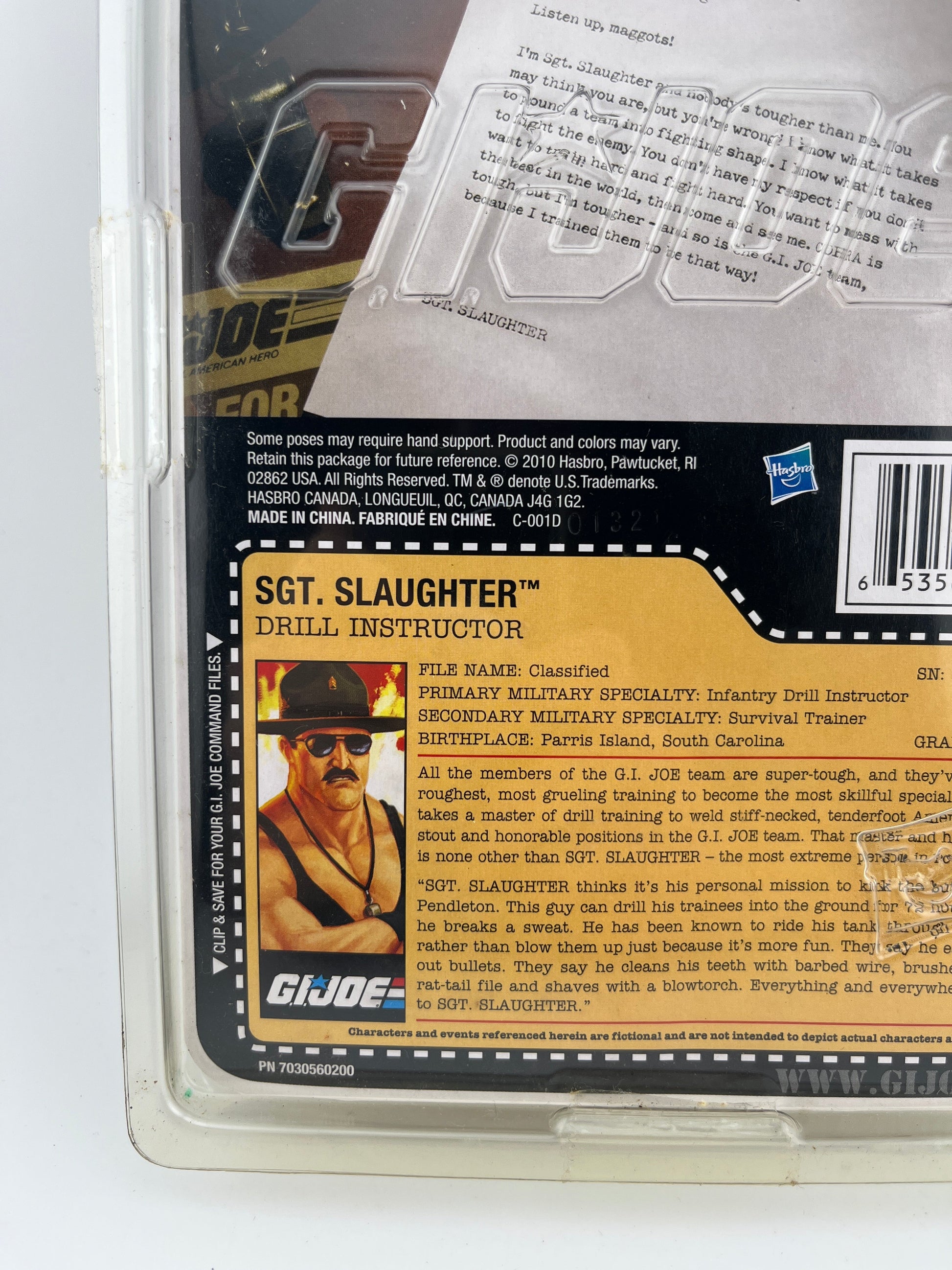 2010 GI Joe SDCC Convention Exclusive Sgt. Slaughter BLACK SHIRT Variant Hasbro FRENLY BRICKS - Open 7 Days