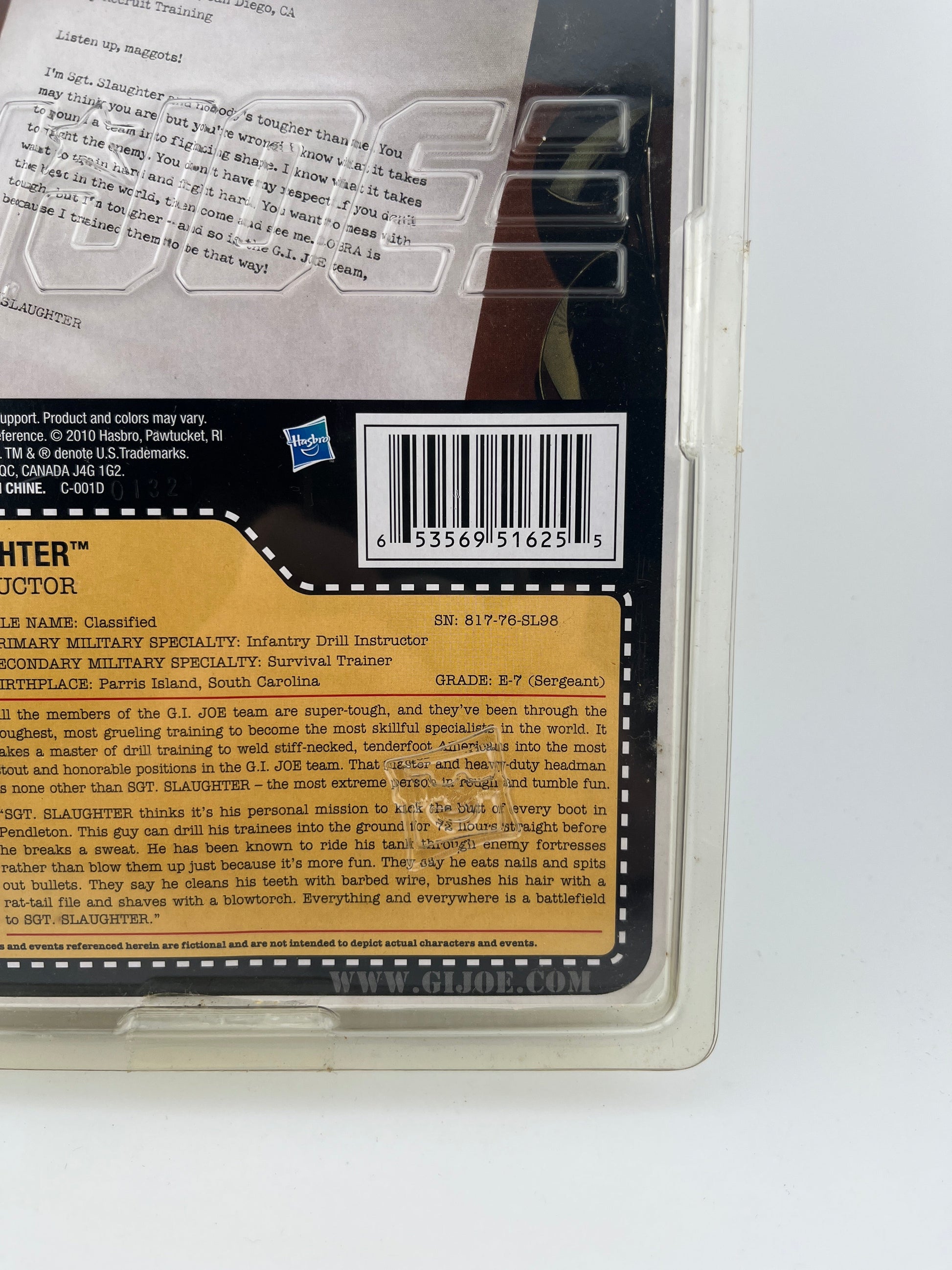 2010 GI Joe SDCC Convention Exclusive Sgt. Slaughter BLACK SHIRT Variant Hasbro FRENLY BRICKS - Open 7 Days