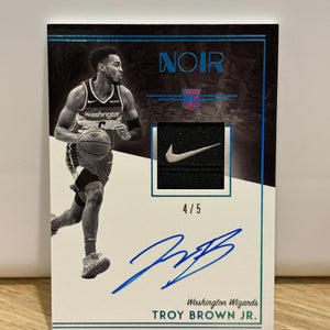 Noir Basketball 2018-19 TROY BROWN JR. Rookie Patch Auto Nike Tag /5 WIZARDS FRENLY BRICKS - Open 7 Days