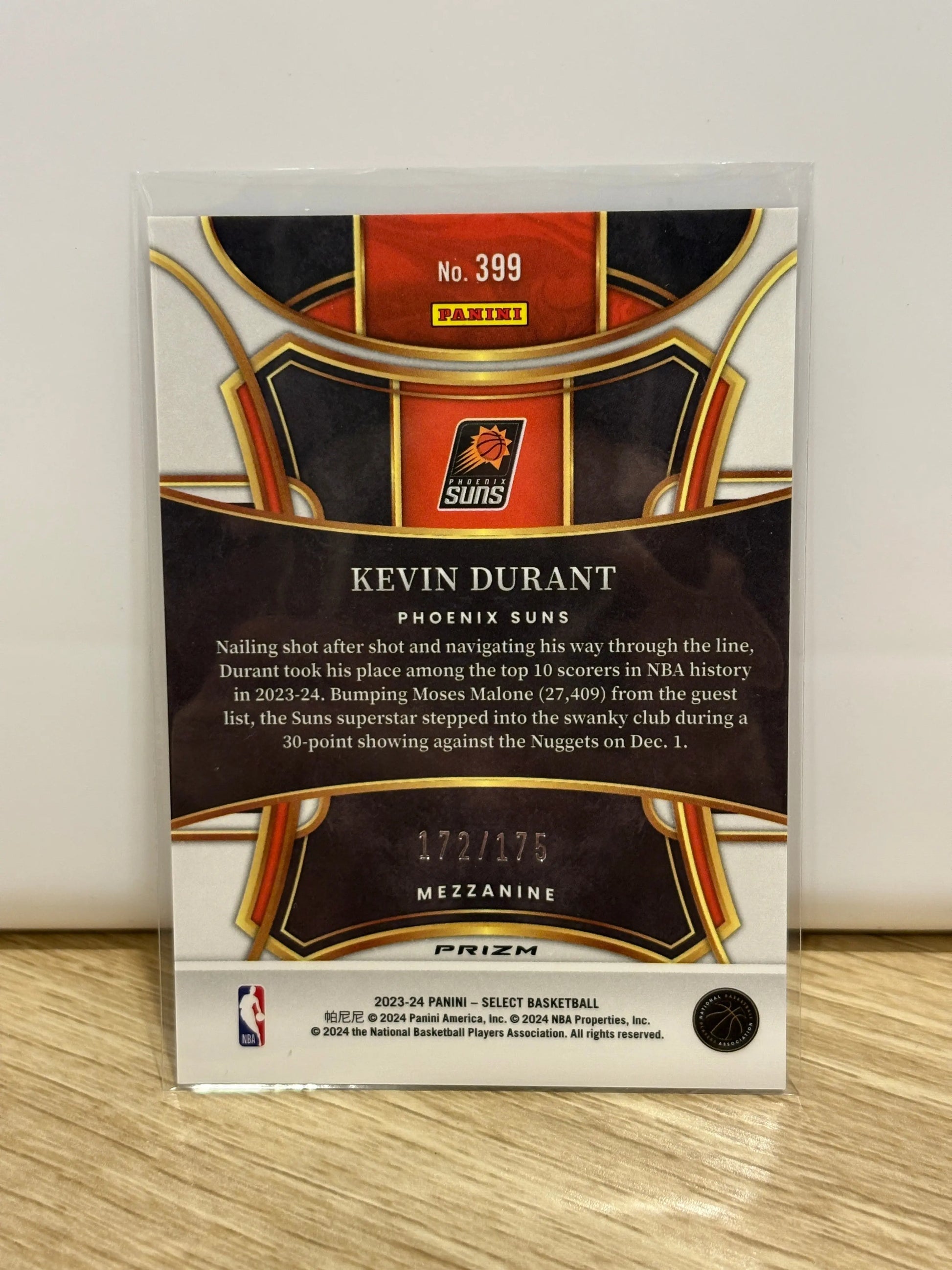 2023-24 Panini Select Basketball #399 Kevin Durant Red Prizm /175 Mezzanine FRENLY BRICKS - Open 7 Days