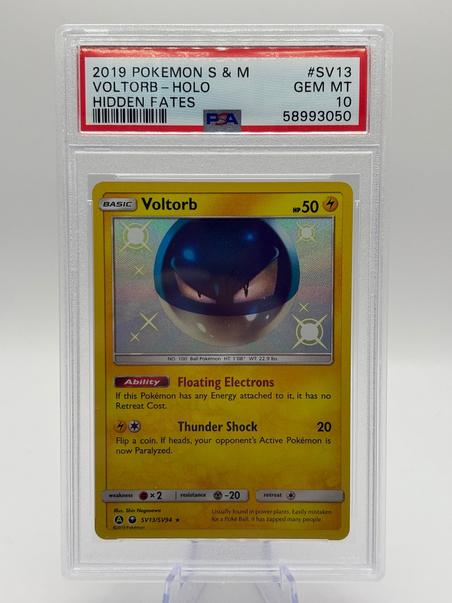 2019 Pokemon S&M Hidden Fates - Voltorb SV13/SV94 Holo Shiny PSA 10 FRENLY BRICKS - Open 7 Days