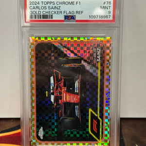 2024 Topps Chrome F1 Carlos Sainz Gold Checker Flag Ref PSA 9 FRENLY BRICKS - Open 7 Days