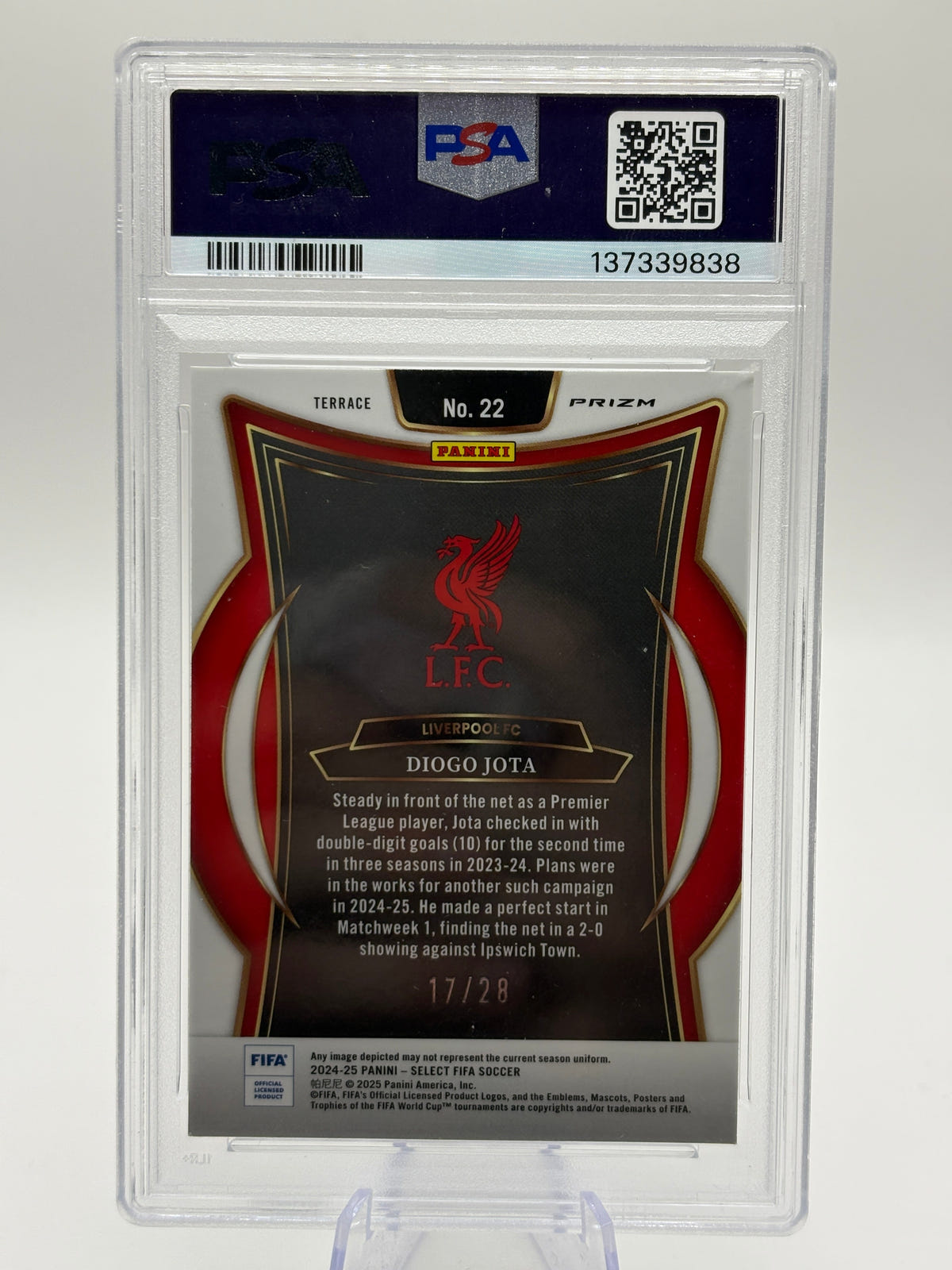 2024-25 Select Fifa #22 Diogo Jota Jade Dragon Scale PSA 9 FRENLY BRICKS - Open 7 Days image 2