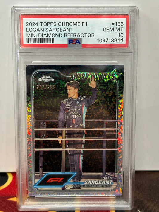 2024 Topps Chrome F1 Logan Sargeant Mini Diamond Refractor /299  PSA 10 POP: 1 FRENLY BRICKS - Open 7 Days
