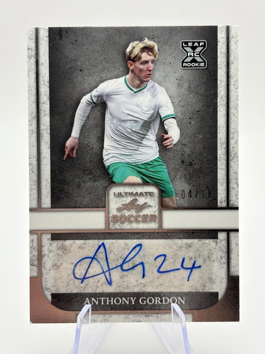 2022 Leaf Ultimate Soccer Anthony Gordon Rookie RC Auto #/18 FRENLY BRICKS - Open 7 Days
