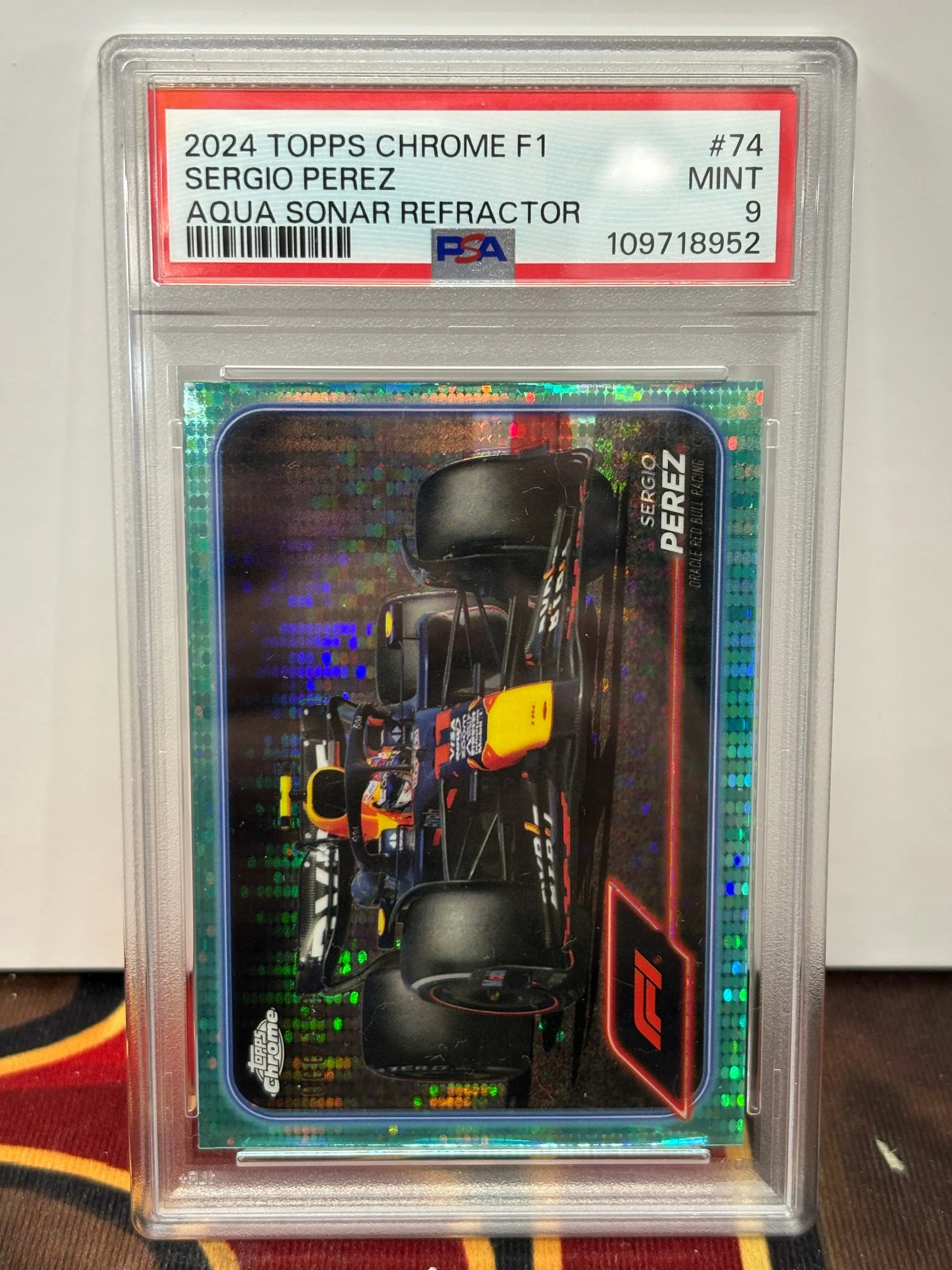 2024 Topps Chrome F1 sergio Perez Aqua Sonar Refractor PSA 9 POP: 1 FRENLY BRICKS - Open 7 Days