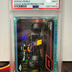 2024 Topps Chrome F1 sergio Perez Aqua Sonar Refractor PSA 9 POP: 1 FRENLY BRICKS - Open 7 Days