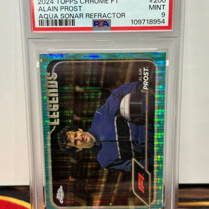 2024 Topps Chrome F1 Alain Prost Aqua Sonar Refractor /150 PSA 9 POP: 1 FRENLY BRICKS - Open 7 Days