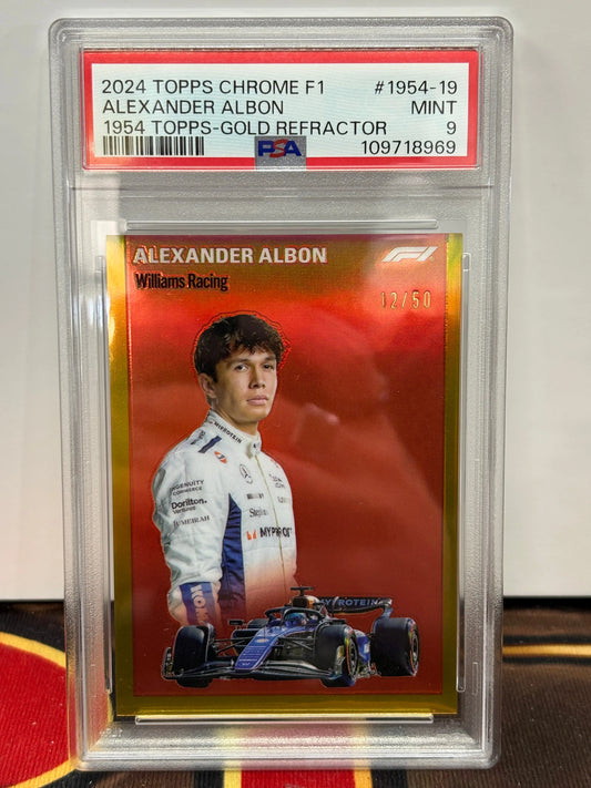 2024 Topps Chrome F1 Alexander Albon /50 Gold Refractor PSA 9 POP: 2 FRENLY BRICKS - Open 7 Days