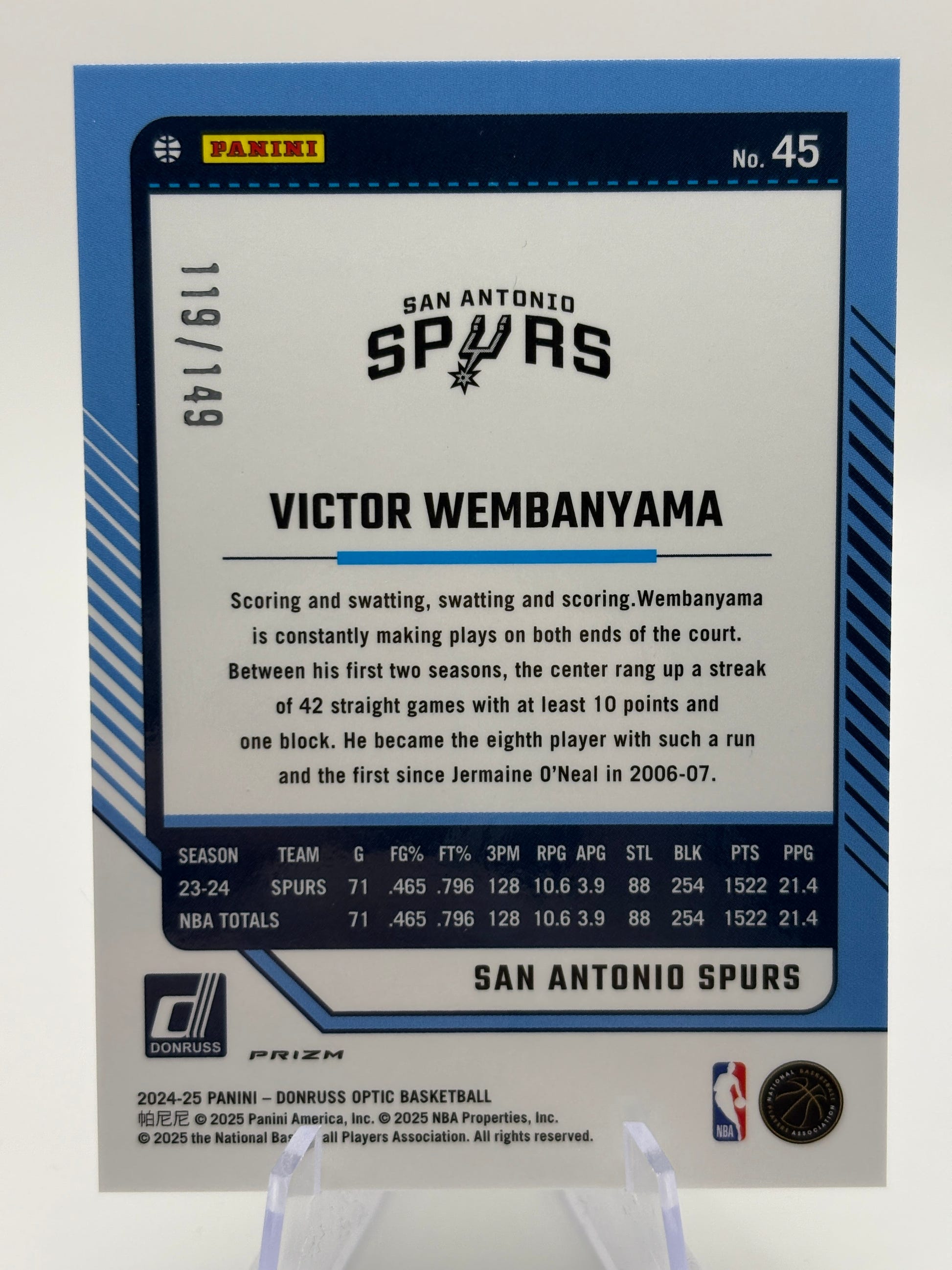 2024 DONRUSS OPTIC VICTOR WEMBANYAMA LIME GREEN /149 FRENLY BRICKS - Open 7 Days image 2