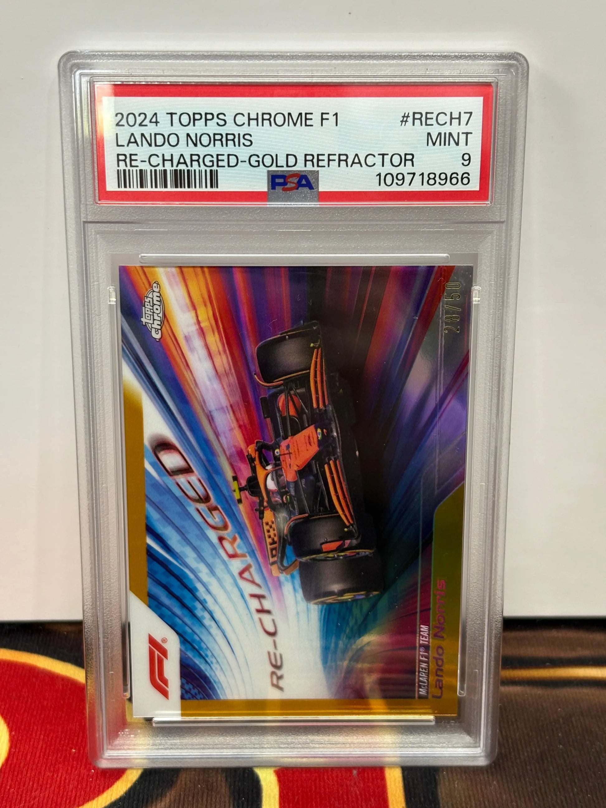 2024 Topps Chrome F1 Lando Norris Re-charged Gold Refractor PSA 9 POP: 1 FRENLY BRICKS - Open 7 Days