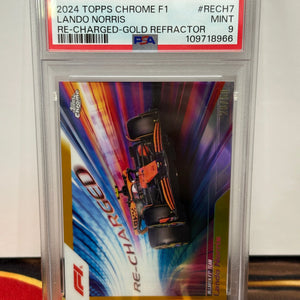 2024 Topps Chrome F1 Lando Norris Re-charged Gold Refractor PSA 9 POP: 1 FRENLY BRICKS - Open 7 Days