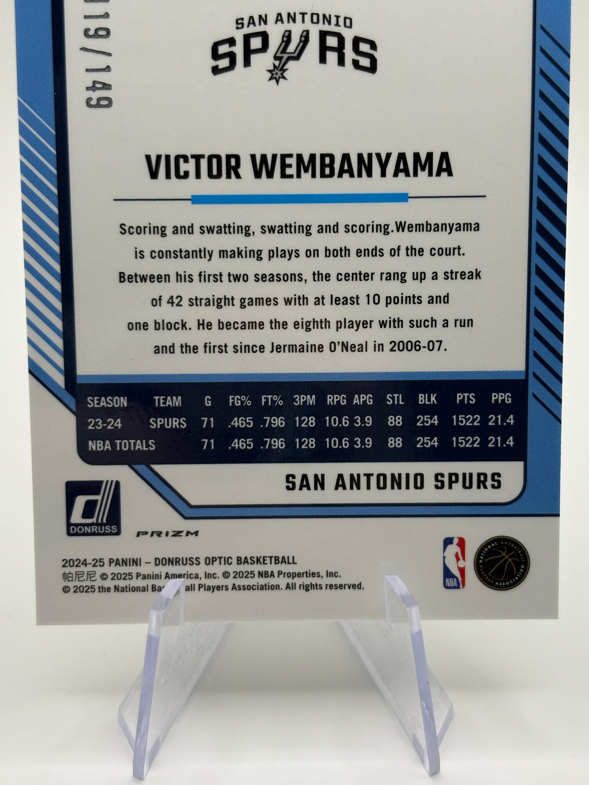 2024 DONRUSS OPTIC VICTOR WEMBANYAMA LIME GREEN /149 FRENLY BRICKS - Open 7 Days image 4