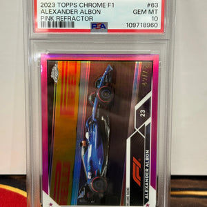 2023 Topps Chrome Alexander Albon /75 Pink Refractor PSA 10 POP: 1 FRENLY BRICKS - Open 7 Days