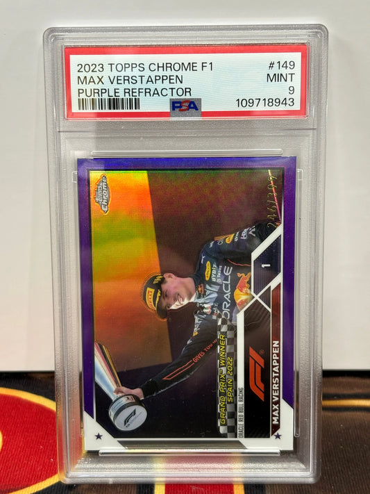 2023 Topps Chrome F1 Max Verstappen Purple Refractor /399 PSA 9 POP: 2 FRENLY BRICKS - Open 7 Days