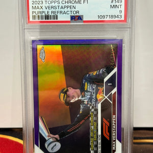 2023 Topps Chrome F1 Max Verstappen Purple Refractor /399 PSA 9 POP: 2 FRENLY BRICKS - Open 7 Days
