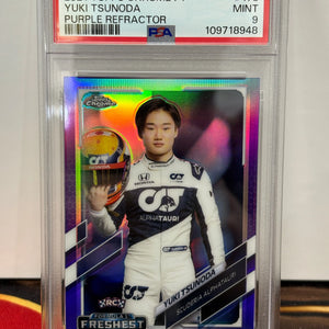 2021 Topps Chrome F1 Yuki Tsunoda Purple Refractor /399 PSA 9 FRENLY BRICKS - Open 7 Days