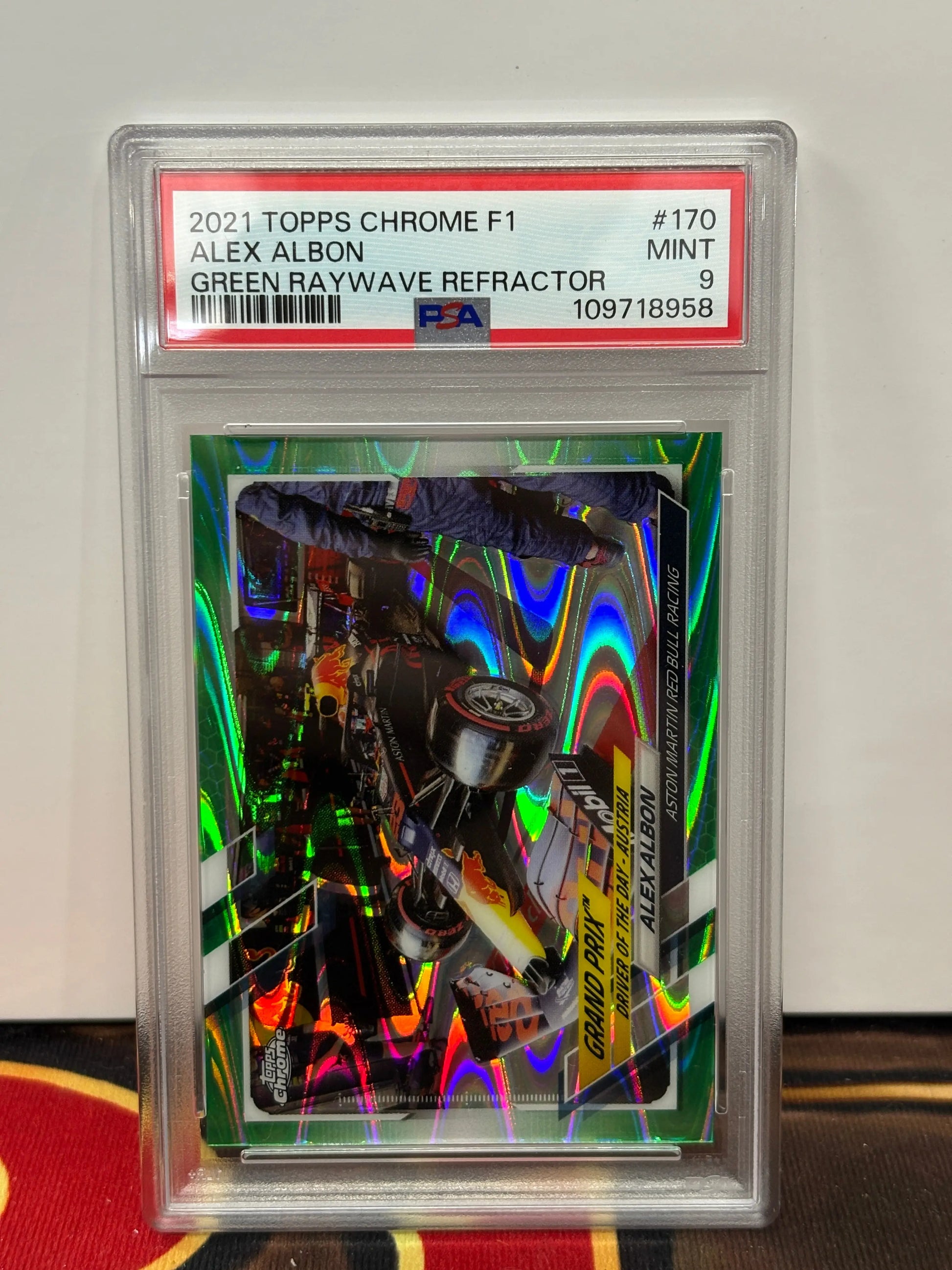 2021 Topps Chrome F1 Alex Albon Green Raywave Refractor PSA 9 POP: 1 FRENLY BRICKS - Open 7 Days