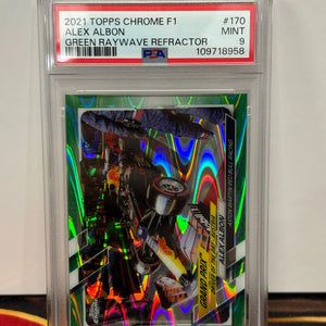 2021 Topps Chrome F1 Alex Albon Green Raywave Refractor PSA 9 POP: 1 FRENLY BRICKS - Open 7 Days