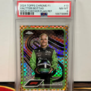 2024 Topps Chrome F1 Valtteri Bottas Gold Checker Flag Refractor /50 PSA 8 POP: 1 FRENLY BRICKS - Open 7 Days
